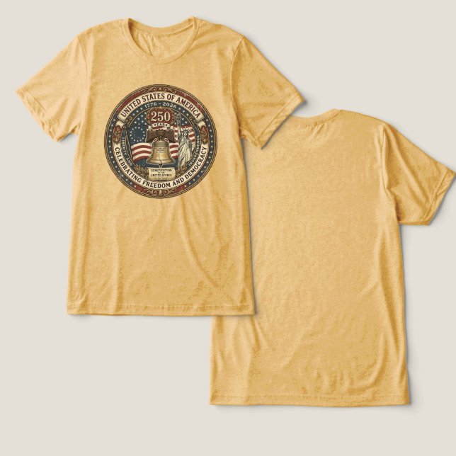 T-shirt En Tri-matière Conception USA 250 ans de liberté (Design Recto & Verso)