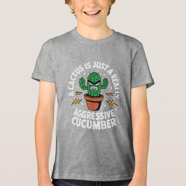 T-shirt En Tri-matière Concombre Aggressif – Blague de Cactus Drôle (Recto)