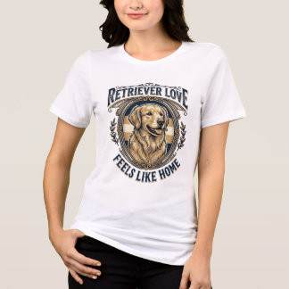T-shirt En Tri-matière Confort à la maison Golden Retriever Gravure Vinta
