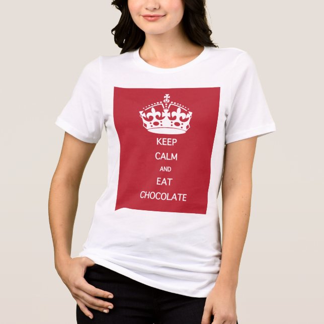 T-SHIRT  EN TRI-MATIÈRE CONSERVEZ LE CHOCOLAT DE MANGE CALME (Recto)