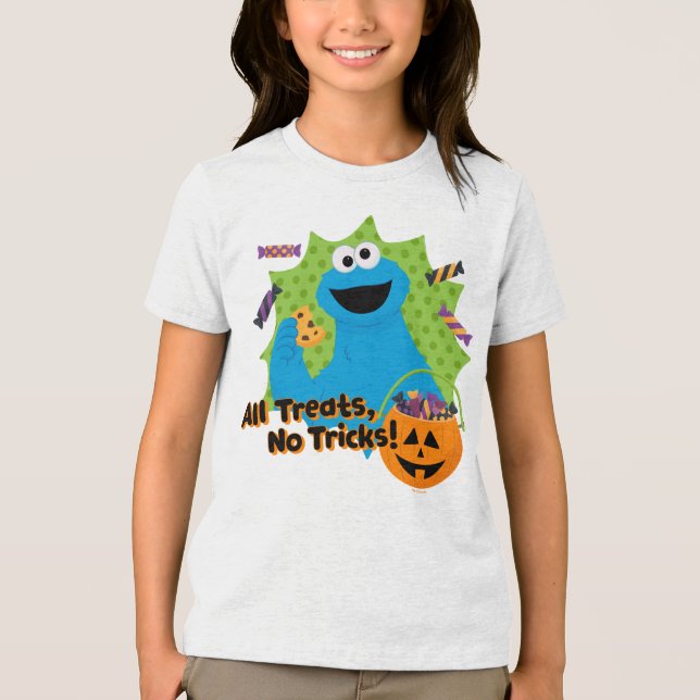T-shirt En Tri-matière Cookie Monster | Tous Les Traitements, Pas De Truc (Recto)