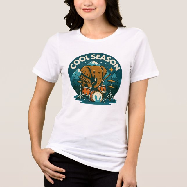 T-shirt En Tri-matière COOL SAISON Elephant Drummer Graphisme femmes (Recto)