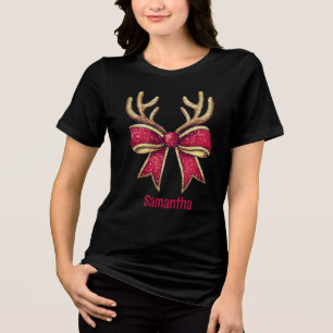 T-shirt En Tri-matière Coquette Christmas Reindeer Bow