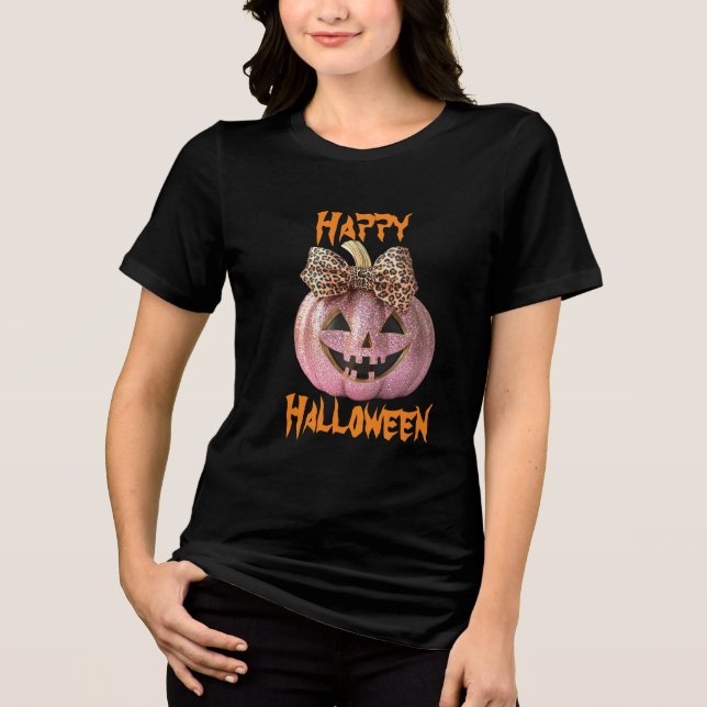 T-shirt En Tri-matière Coquette étincelante Citrouille d'Halloween modern (Recto)