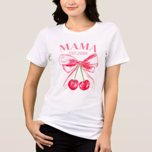 T-shirt En Tri-matière Coquette Pink Bow Cerises Mignonne Maman Esthétiqu