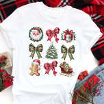 T-shirt En Tri-matière Coquette Vintage Christmas Vows Wreath Wreath and<br><div class="desc">Cette charmante décoration de Noël présente des arcs vintages, des couronnes, un arbre festif et un homme en pain d'épice, le tout enveloppé dans une joie de fêtes classique. Idéal pour les amateurs de vacances traditionnelles et nostalgiques. Les éléments rétro lui confèrent une atmosphère intemporelle, ce qui en fait un...</div>