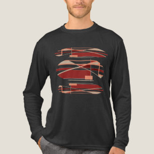 T-shirt En Tri-matière Corail Rouge Brique Beige Art Abstrait Contemporai