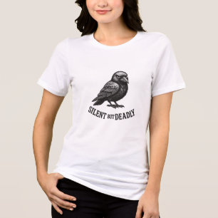 T-shirt En Tri-matière Corbeau drôle silencieux mais mortel Design d'humo