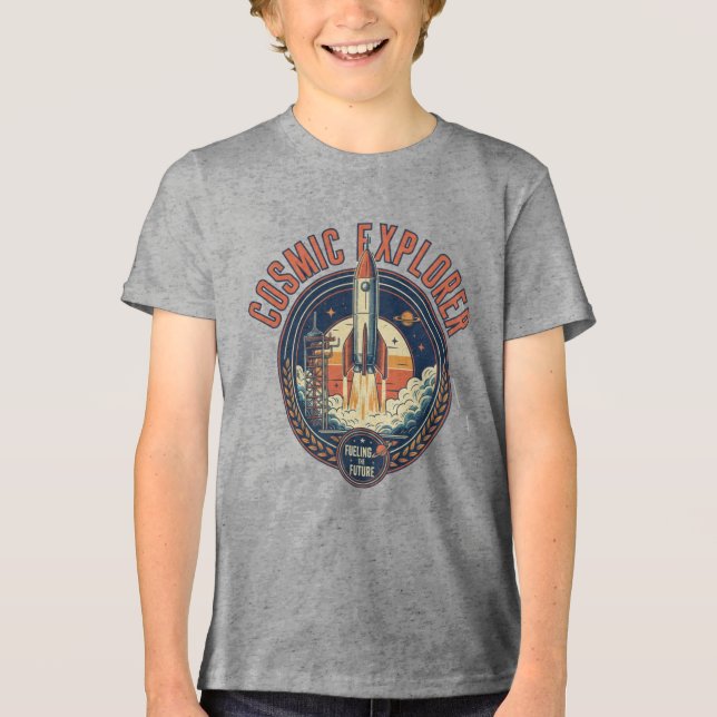 T-shirt En Tri-matière Cosmic Explorer Rocket Ship Future Space  (Recto)