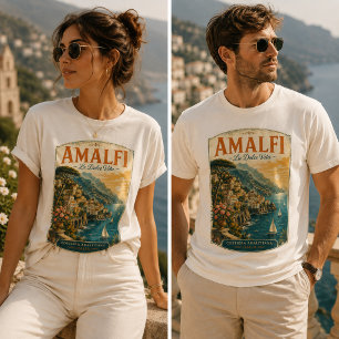 T-shirt En Tri-matière Côte Amalfitaine Italie La Dolce Vita Vintage