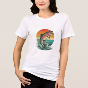 T-shirt En Tri-matière Coucher de soleil rétro truite arc-en-ciel