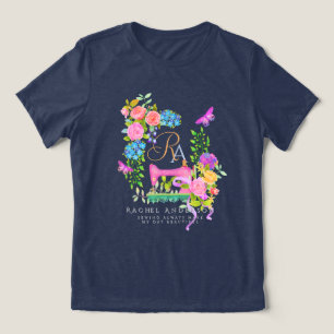 T-shirt En Tri-matière Coudre Ruban Floral Monogramme Marine