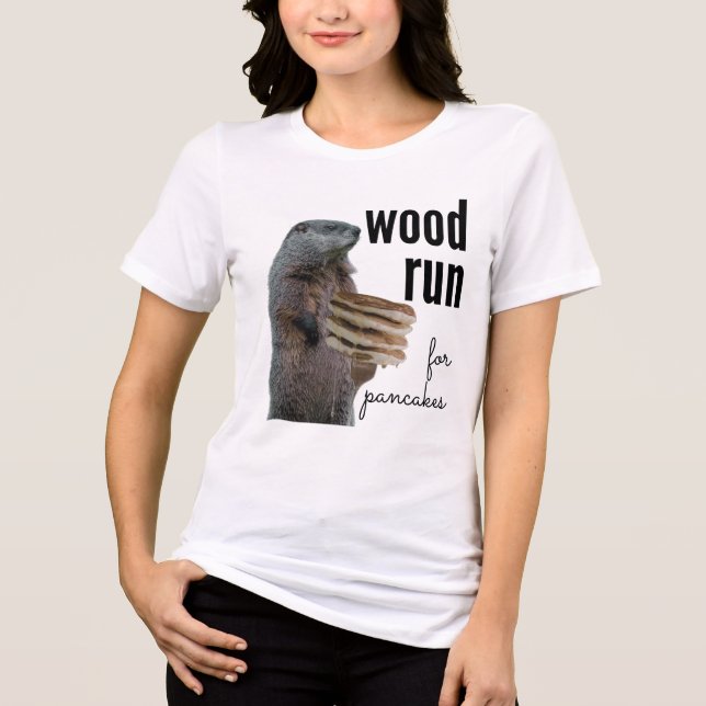 T-shirt En Tri-matière Coulée de bois pour les crêpes (avec Woodchuck) (Recto)