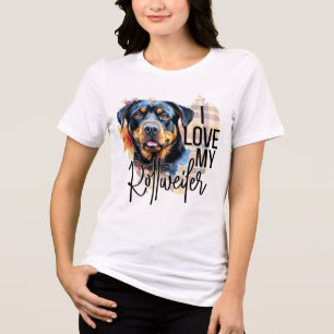 T-SHIRT EN TRI-MATIÈRE COULEUR D'EAU J'AIME MON CHIEN ROTTWEILER