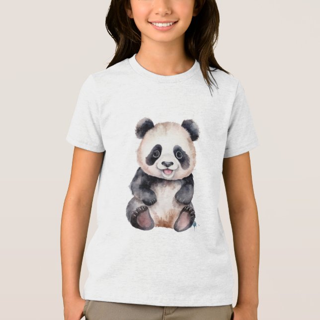 T-shirt En Tri-matière Couleur d'eau pour bébé panda (Recto)
