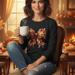 T-shirt En Tri-matière Couleurs automnales Bow automne Thanksgiving