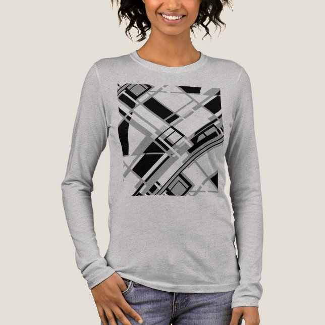 T-shirt En Tri-matière Couleurs gris noir Diagonal Jeu MCM Look (Recto)