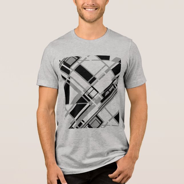 T-shirt En Tri-matière Couleurs gris noir Diagonal Jeu MCM Look (Recto)