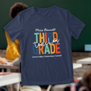 T-shirt En Tri-matière Couleurs Rétro Professeur de Troisième Année Ajout