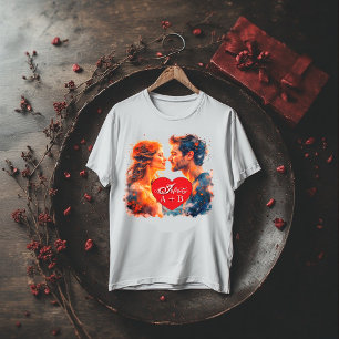 T-shirt En Tri-matière Couple personnalisé - Coeur et amour infini