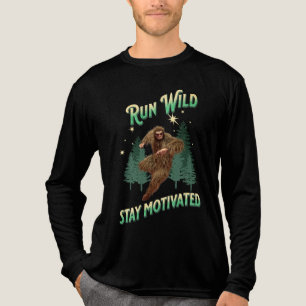 T-shirt En Tri-matière Coureur Sauvage, Restez Motivé Bigfoot Drôle