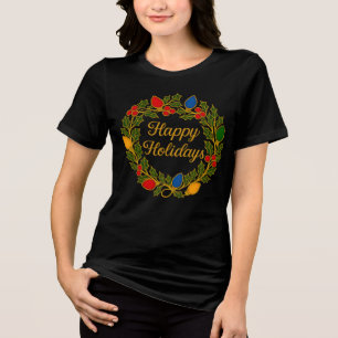 T-shirt En Tri-matière Couronne de Fêtes de Fin d'Année Lumières de Noël 