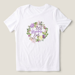 T-shirt En Tri-matière Couronne florale pourpre Meilleur grand-mère jamai