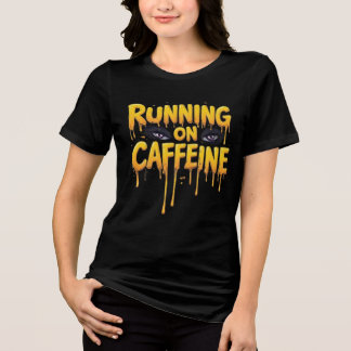 T-shirt En Tri-matière Course à la caféine : typographie qui dégouline et