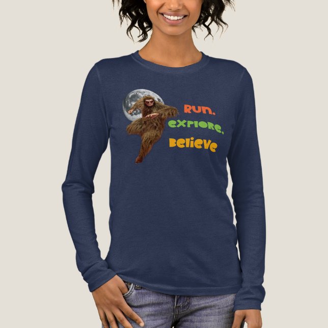 T-shirt En Tri-matière Course aventure Sasquatch croyez en la conception (Recto)