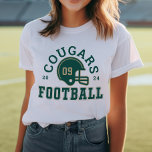T-shirt En Tri-matière Coutume Football Maman Green et Gold Team<br><div class="desc">T-shirt de football avant et arrière personnalisées pour maman - montré en Design blanc pour maman de football dispose d'un casque de football avec texte sportif qui peut être customisé pour le nom de l'équipe, le nom de famille du fils, et son numéro de maillot. Des couleurs dorées et vert...</div>