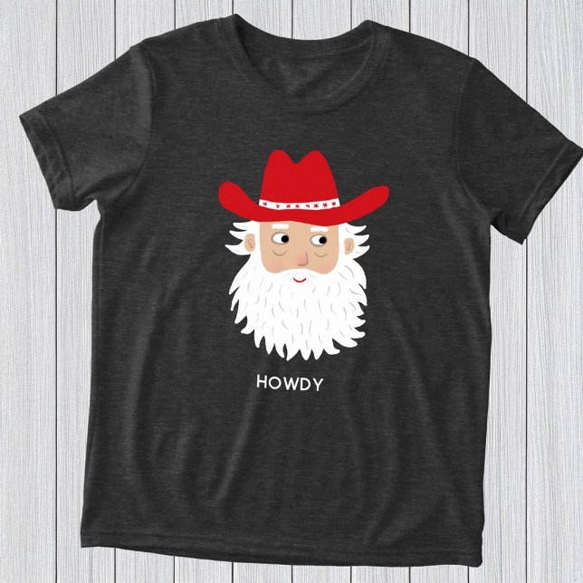 T-shirt En Tri-matière Cowboy Santa Claus Custom Text Christmas (Fun Cowboy Santa Claus Western Christmas custom text personalized kid's t-shirt)