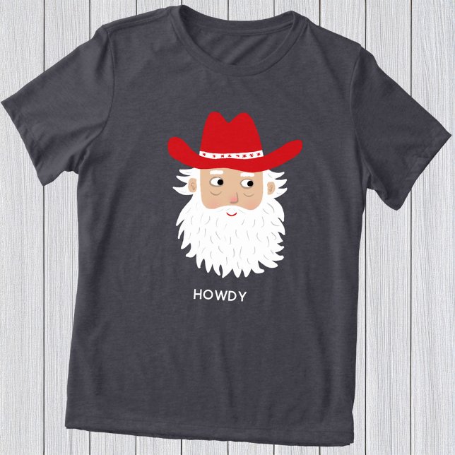T-shirt En Tri-matière Cowboy Santa Claus Custom Text Christmas (Fun Cowboy Santa Claus Western Christmas custom text personalized t-shirt)