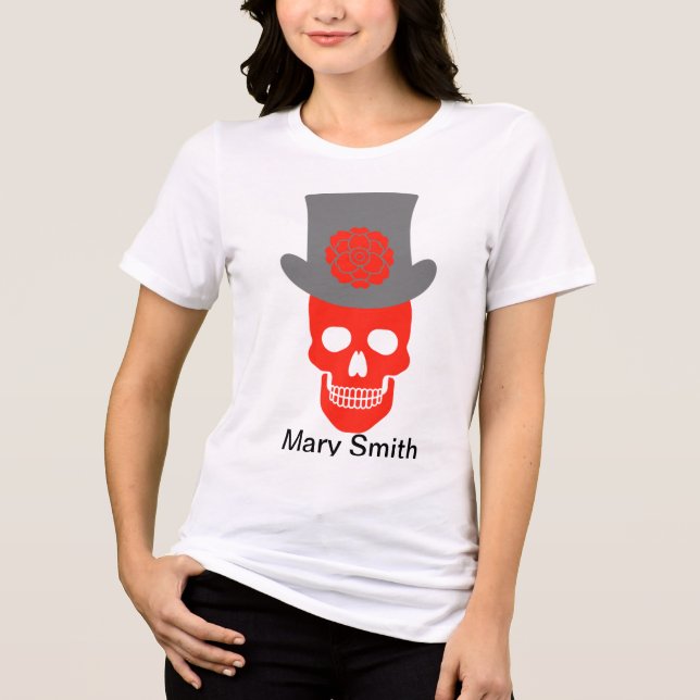 T-shirt En Tri-matière Crâne, Casquette et fleurs (Recto)