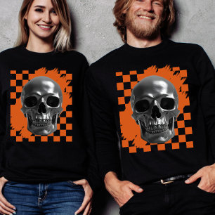 T-shirt En Tri-matière Crâne de Halloween à carreaux gras