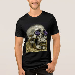 T-shirt En Tri-matière Crâne doré aux yeux d'Améthyste
