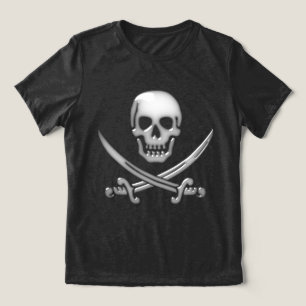 T-shirt En Tri-matière Crâne et os croisés de l'épée et du pirate de verr