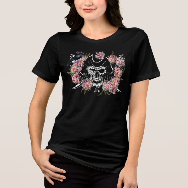 T-shirt En Tri-matière Crâne et Rose (Recto)