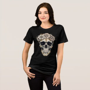 T-shirt En Tri-matière Crâne Floral en Ivoire Tee-shirt de Costume de H
