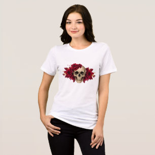 T-shirt En Tri-matière Crâne Rose Rouge Tee-shirt gothique Halloween