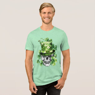 T-shirt En Tri-matière Crâne Vivant avec Illustration de Chapeau Vert