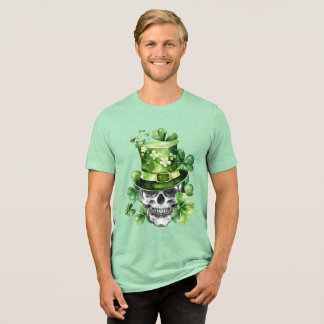 T-shirt En Tri-matière Crâne Vivant avec Illustration de Chapeau Vert
