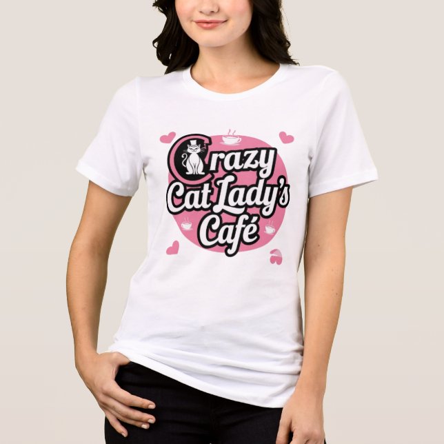 T-shirt En Tri-matière Crazy Cat Lady's Cafe (Recto)