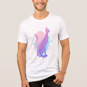 T-shirt En Tri-matière Création élégante de chat à dégradé abstrait
