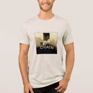 T-shirt En Tri-matière Crème "Be Creative" Tan Taupe Black Art Abstrait