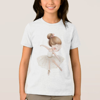 T-shirt En Tri-matière Crème Or Étoile Ballerine Aquarelle Petite Fille