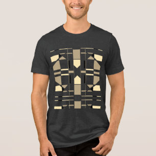 T-shirt En Tri-matière Crème Taupe Noir Géométrique Sud-Ouest MCM Look