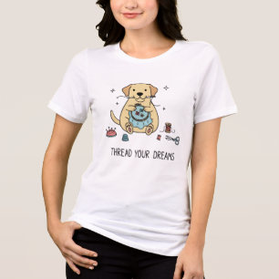 T-shirt En Tri-matière Crochet Labrador Chien Broderie Créative Hobby Art