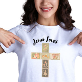 T-shirt En Tri-matière Croix de timbres-poste de Noël vintage