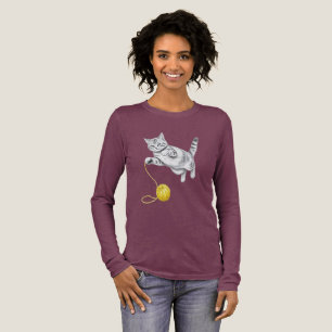 T-shirt En Tri-matière Croquis au crayon d'un chat tigré en train de joue