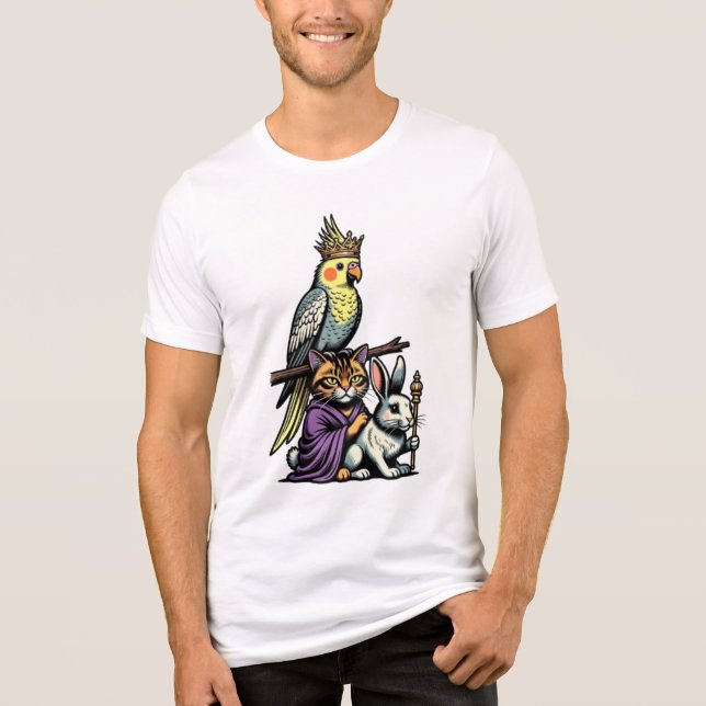 T-shirt En Tri-matière Crowned Cockatiel, Tabby Cat & Angora Rabbit, Funn (Recto)